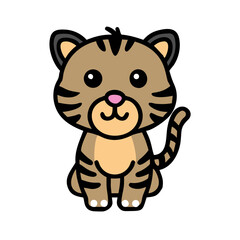 cute tiger cartoon illustration with a friendly expression