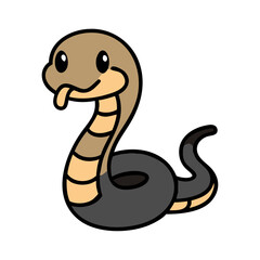 A cute cartoon snake with a charming smile, perfect for fun designs and illustrations.