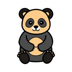 Obraz premium Cute panda bear cartoon character sitting, adorable panda illustration, happy panda design 
