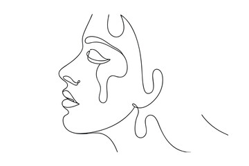 Weeping Woman, Line Art, Minimalist, Single Line, Face, Sadness, Tears, Profile, Drawing, Emotion