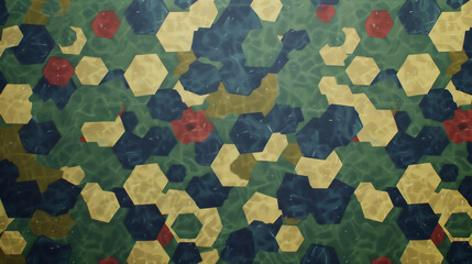 Camouflage seamless pattern. Abstract camo from hexagonal elements.