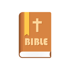 Fototapeta premium Holy bible icon in flat style. Christianity book vector illustration on isolated background. Religion sign business concept.