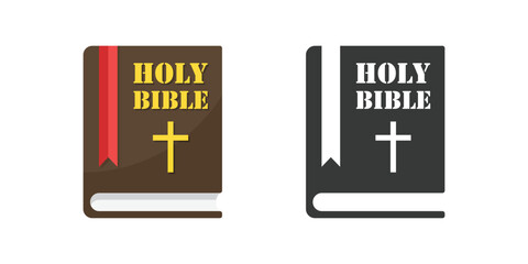 Holy bible icon in flat style. Christianity book vector illustration on isolated background. Religion sign business concept.