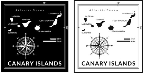 Canary Islands - Canaries - mapa Wysp Kanaryjskich © g_oann