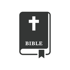 Fototapeta premium Holy bible icon in flat style. Christianity book vector illustration on isolated background. Religion sign business concept.