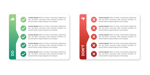 Do and dont icon in flat style. Dos and Don'ts vector illustration on isolated background. Pros and Cons sign business concept.
