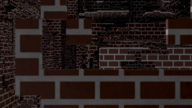 Briks tunnel zoom in loop camera fly through for logo construction title 3D animation