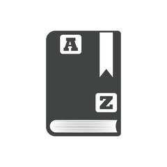 Obraz premium Glossary book icon in flat style. Guidebook encyclopedia vector illustration on isolated background. A-Z notebook sign business concept.
