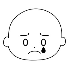 シンプル表情　泣き　白黒