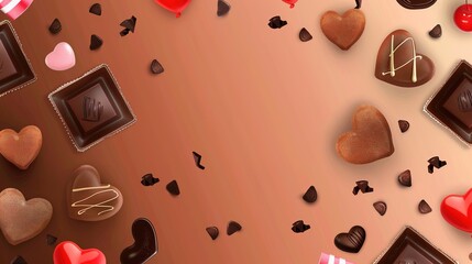 Fototapeta premium Children's Day Chocolate Background: Sweet Cocoa Building a Childlike Fantasy World