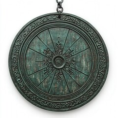 Ornate Bronze Medallion: Intricate Detailing with Vintage Patina