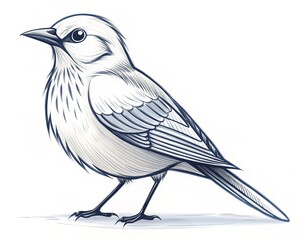 Obraz premium An artistic charcoal sketch of a sparrow with rough and expressive strokes, Artwork, charcoal on rough grain paper with deep shadows and highlights, sketch of a raven, crow on the ground