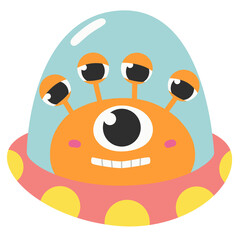 Cute Alien UFO Illustration
