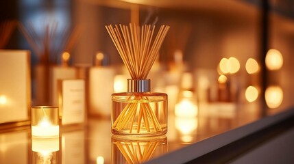 Fototapeta premium Reed Diffuser: Home Fragrance, Ambient Scents