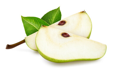 Pears slice isolated on white background clipping path