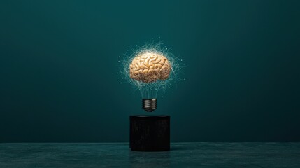 Brain with Light Bulb Concept for Innovation and Ideas
