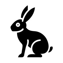 Rabbit animal silhouette sitting in profile