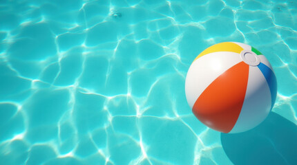 A simple yet eye-catching image of an inflatable beach ball resting on crystal-clear water.