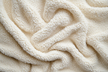 A soft, nubby boucle fabric texture background in creamy off-white. The cozy, looped yarn surface creates an elegant yet casual aesthetic, perfect for winter coats, textured upholstery, and