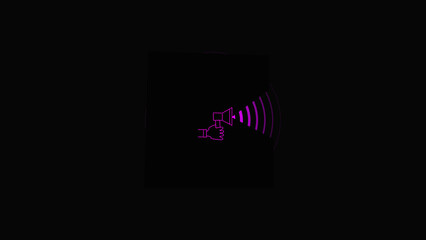 Abstract pink hand speaker icon with sound wave. advertisement,conversation,broadcasting ctc are used .animation Concept of megaphone and black background.