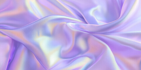 Obraz premium A luminous pearlescent fabric texture background in soft pastel lavender. The gentle iridescent sheen shifts under different angles, creating a delicate and dreamy visual effect, ideal for