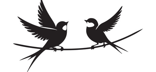 Two Swallows Facing Each Other Silhouette Illustration of Connection and Harmony