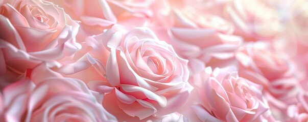 Obraz premium light pink roses in soft color and blur style for background. sweet color roses flowers in pastel tone with blurred style for background pattern texture. sweet color flower petals in soft color. MZ 