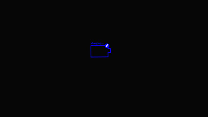 battery charging equipment electricity icon animation.  battery fast charging. Black background with blue battery charging.