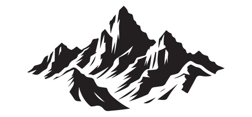 Majestic mountain range vector silhouette illustration for outdoor adventure