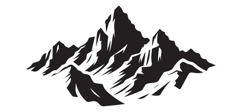 Majestic mountain range vector silhouette illustration for outdoor adventure