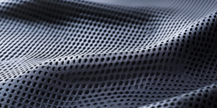 A futuristic neoprene fabric texture background in matte charcoal gray. The smooth, flexible surface absorbs light, creating a modern, high-tech feel, ideal for wetsuits, performance gear, and
