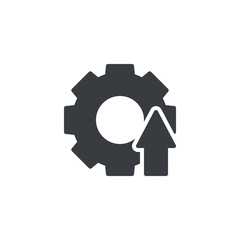 Cogwheel with an upward arrow vector icon