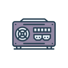 Color illustration icon for power supply