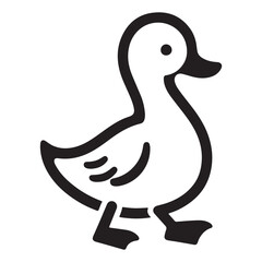 Cute Duckling Vector Illustration Adorable Baby Duck Black Silhouette Drawing