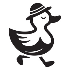 Duck Silhouette With Hat Vector Illustration for Logo Design