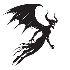 Flying Demon Silhouette Vector Art A Powerful Halloween Design Resource
