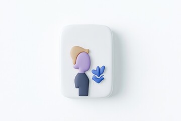 Simple, stylized figure with plants