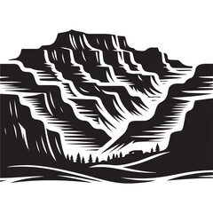 Majestic Canyon Landscape Silhouette Illustration Mountain Views