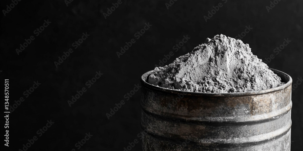 Poster uranium powder in metal barrel displayed on dark background generative ai