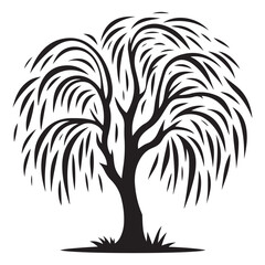 Black Weeping Willow Tree Silhouette Vector Art for Landscape Design © Creative Image  