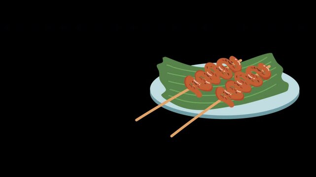 grilled chicken intestine or isaw illustration