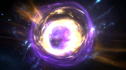 Obraz premium Vibrant cosmic portal with swirling energy and light in deep space.