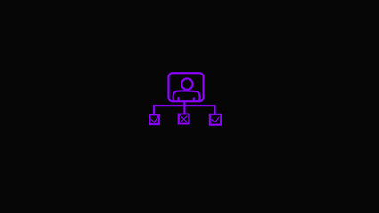 Feedback survey man icon isolated on black background.with purple color HD Video motion graphic animation