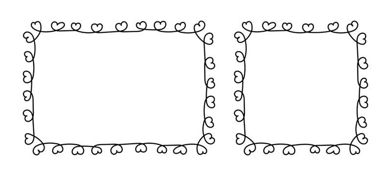 Heart Frame Doodle Line Hand Drawn, Picture Frame, Outline Border Frame, Scribble Frame Cute