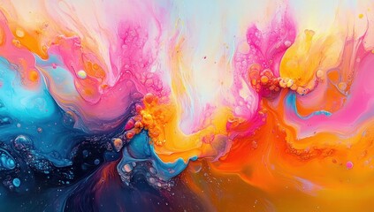 Obraz premium Vibrant Abstract Fluid Painting Background Colorful Texture Liquid Acrylic Art Design