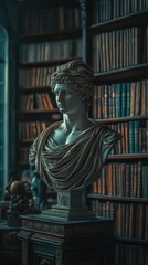 Fototapeta premium A person sitting in a quiet library reading or studying