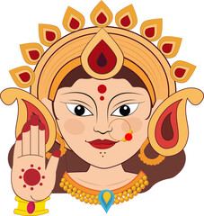 Chaitra Navratri with a goddess durga maa face vector illustration