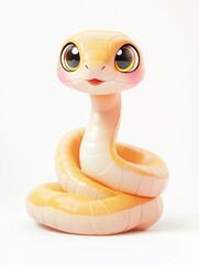 Fototapeta premium Adorable Anime Snake with Big Eyes, Soft Colors, and a Sweet Smile, Posing Cutely