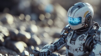 Fototapeta premium Close-up of a motorcyclist wearing a helmet and gloves, ready to ride