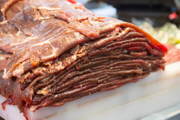 Beef jerky barbacoa is the traditional dish of Atlixco in the Puebla region of Mexico.